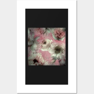 PINK GREY 80S CHINTZ FLORAL DESIGN DECO WATERCOLOUR ART POSTER Posters and Art